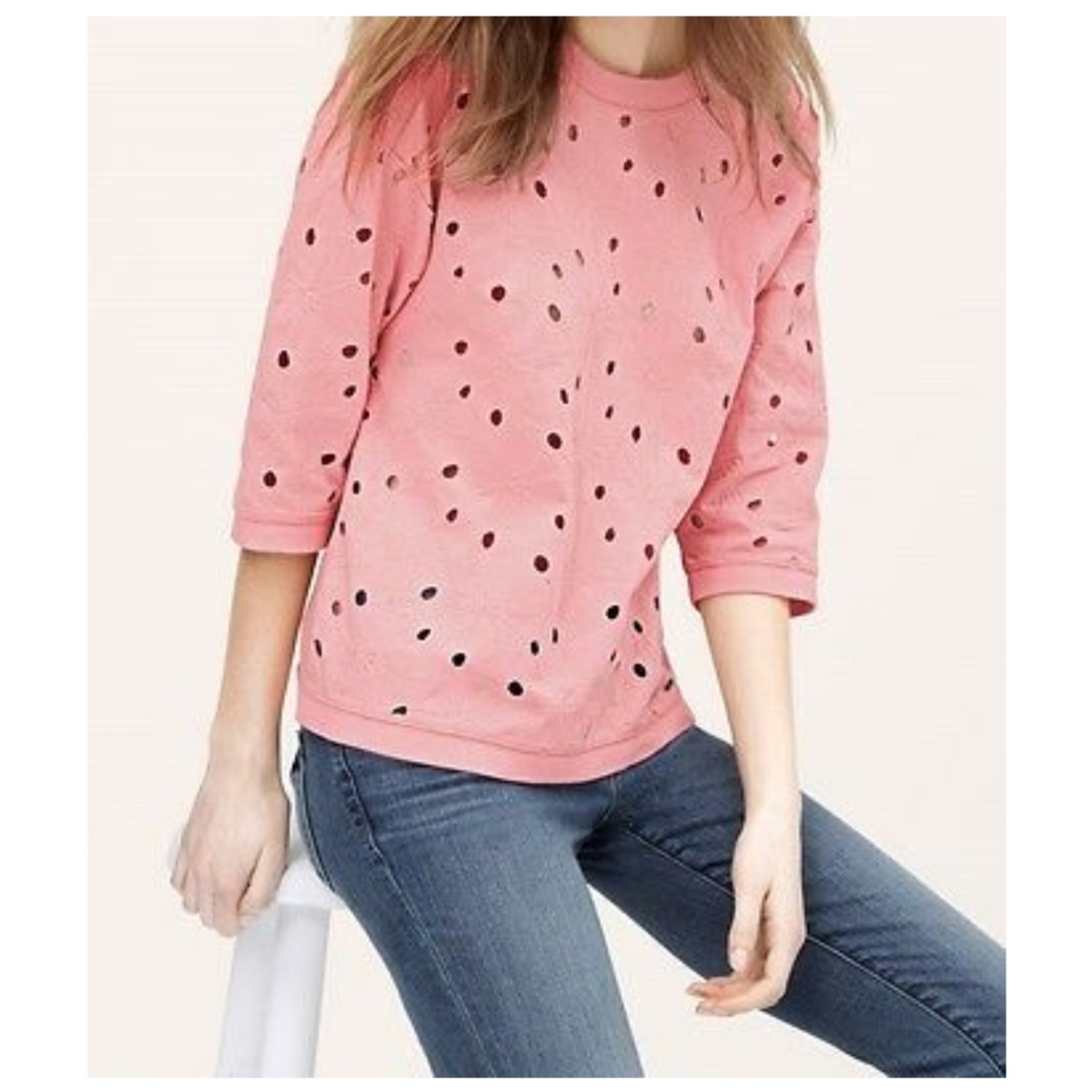 Loft Floral Embroidered Cutout Top